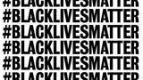 #BlackLivesMatter repeated in black on white background